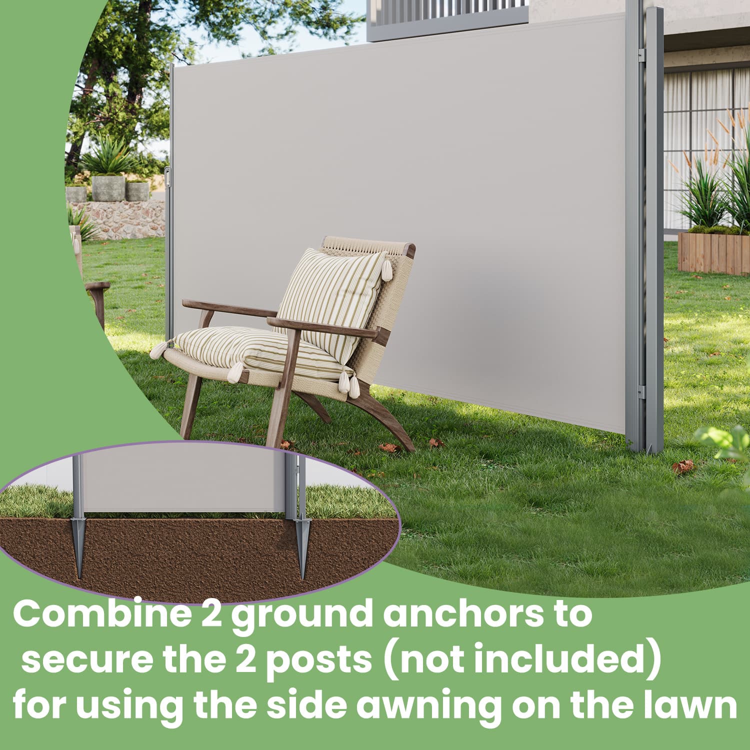 Ground Anchor – Aluminium – Grey – Compatible with Side Awnings