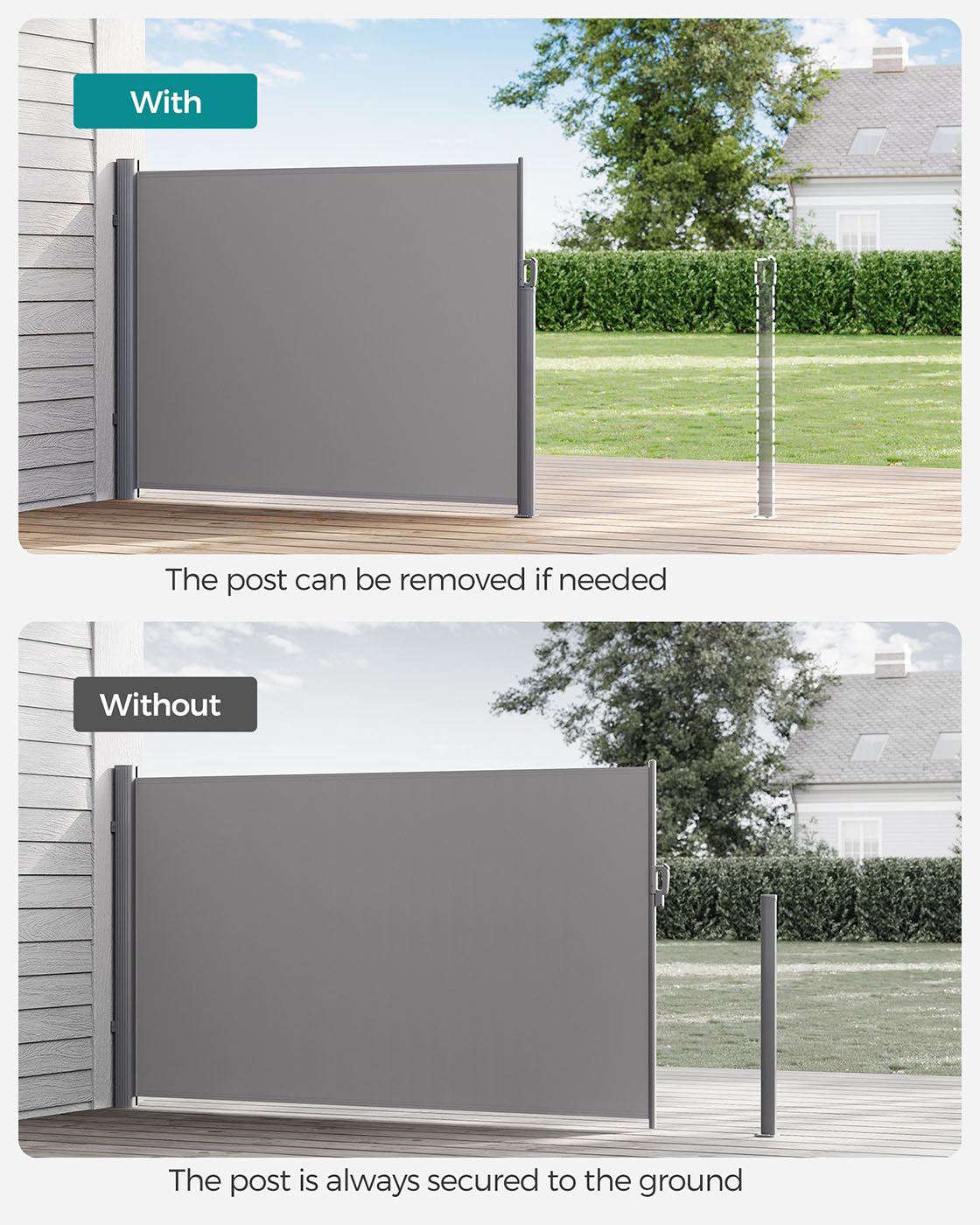 Metal Base Plate – Steel – Silver – Suitable for Awning Support Posts with Plastic Cap