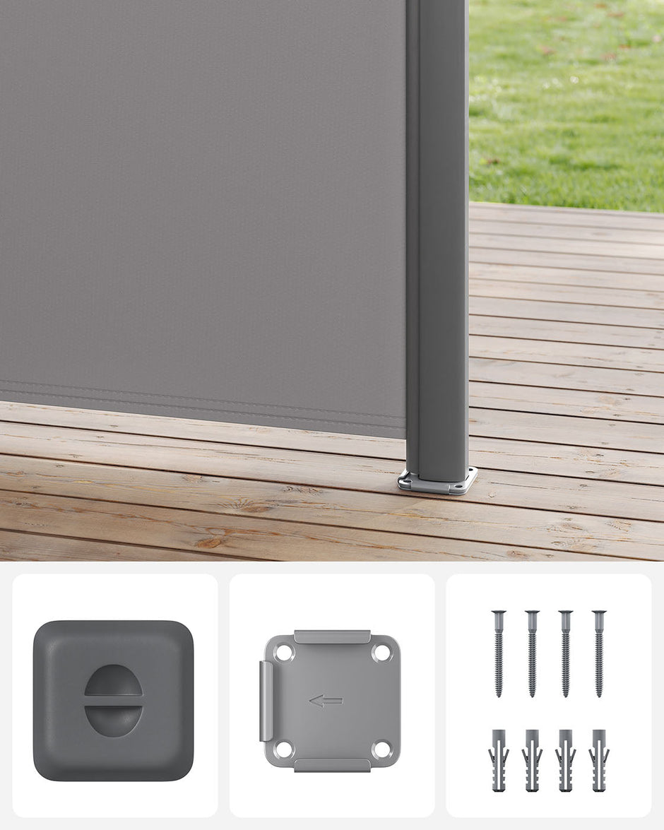 Metal Base Plate – Steel – Silver – Suitable for Awning Support Posts with Plastic Cap