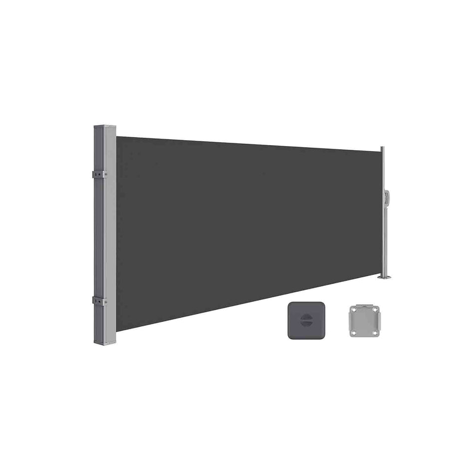 Extendable Side Shade – Opaque Fabric – Grey – Privacy Screen and Sun Protection for Outdoor Use