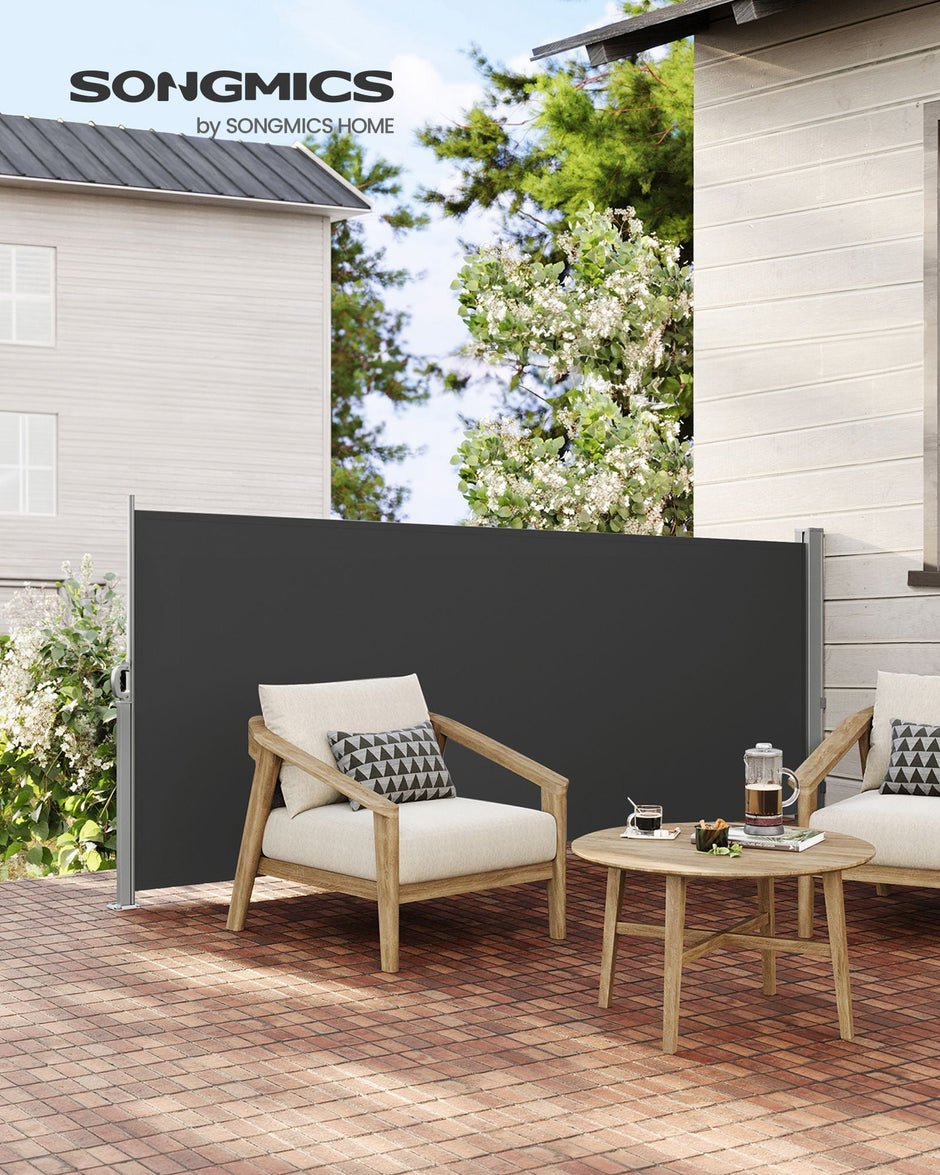 Extendable Side Shade – Opaque Fabric – Grey – Privacy Screen and Sun Protection for Outdoor Use