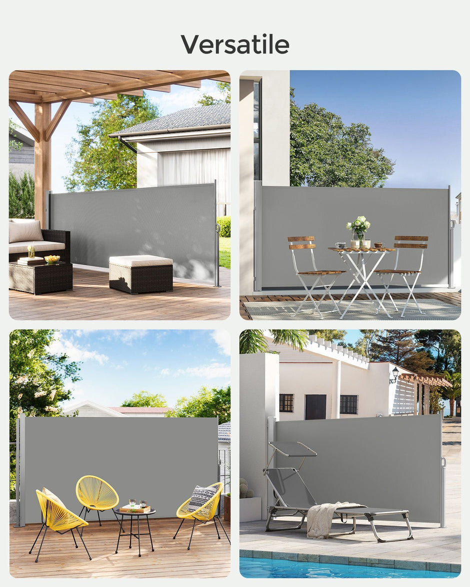 Extendable Side Awning – Steel – Opaque – Privacy Screen and Sun Protection 140 x 300 cm