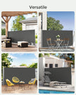 Extendable Side Shade – Opaque Fabric – Grey – Privacy Screen and Sun Protection for Outdoor Use