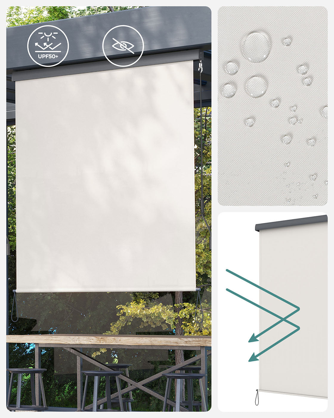 Vertical Awning – Fabric – Grey – Sun Protection and Privacy Screen