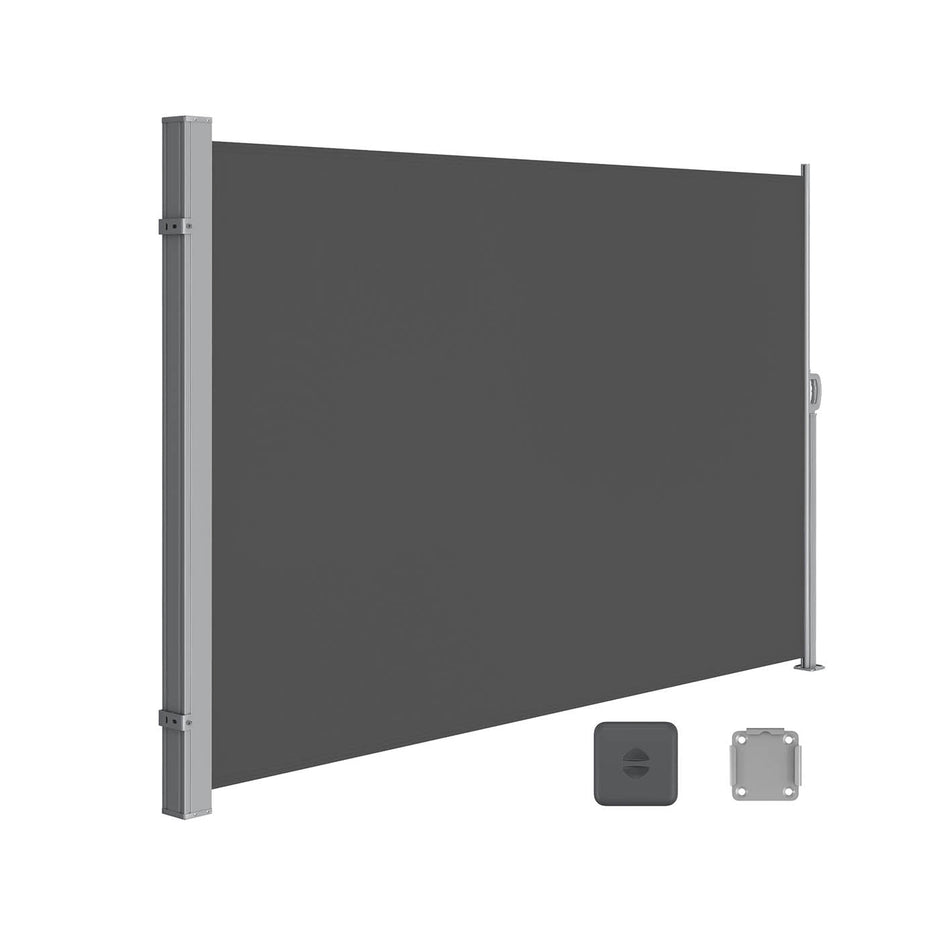 Side Awning – Fabric – Smoky Grey – Privacy Screen for Balcony and Terrace