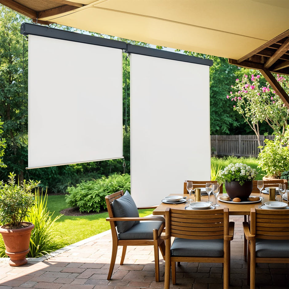 Extendable Side Awning – Steel – Beige – UPF 50+ Sun Protection for Garden Patio