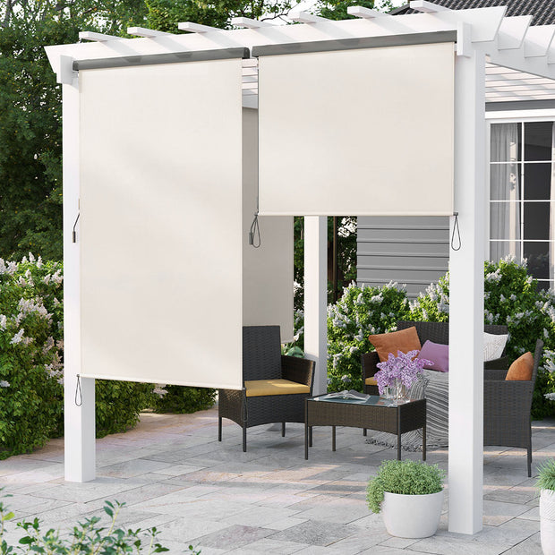 Vertical Awning – Waterproof Fabric – Beige – Outdoor Wind and Sun Protection