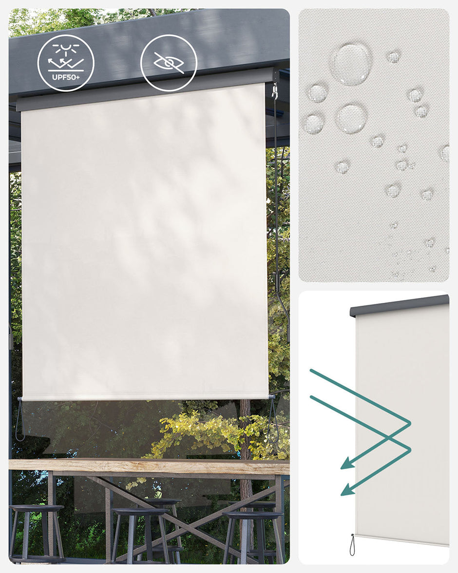 Vertical Awning – Waterproof Fabric – Beige – Outdoor Wind and Sun Protection