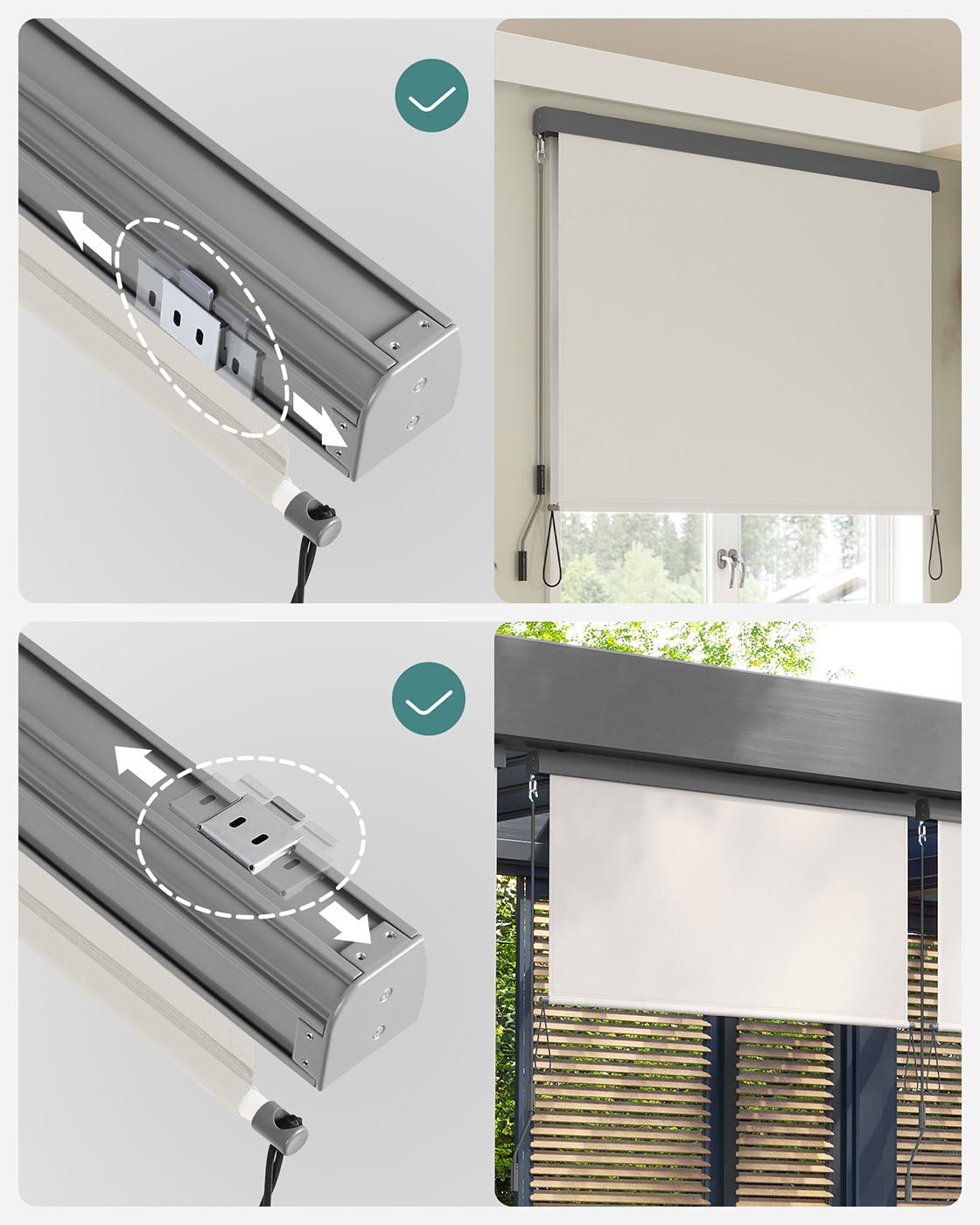 Vertical Awning – Waterproof Fabric – Beige – Outdoor Wind and Sun Protection