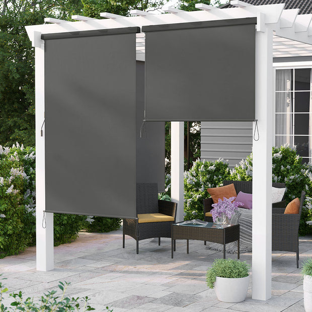 Vertical Awning – Waterproof Fabric – Smoky Grey – Outdoor Wind and Sun Protection, Privacy Screen