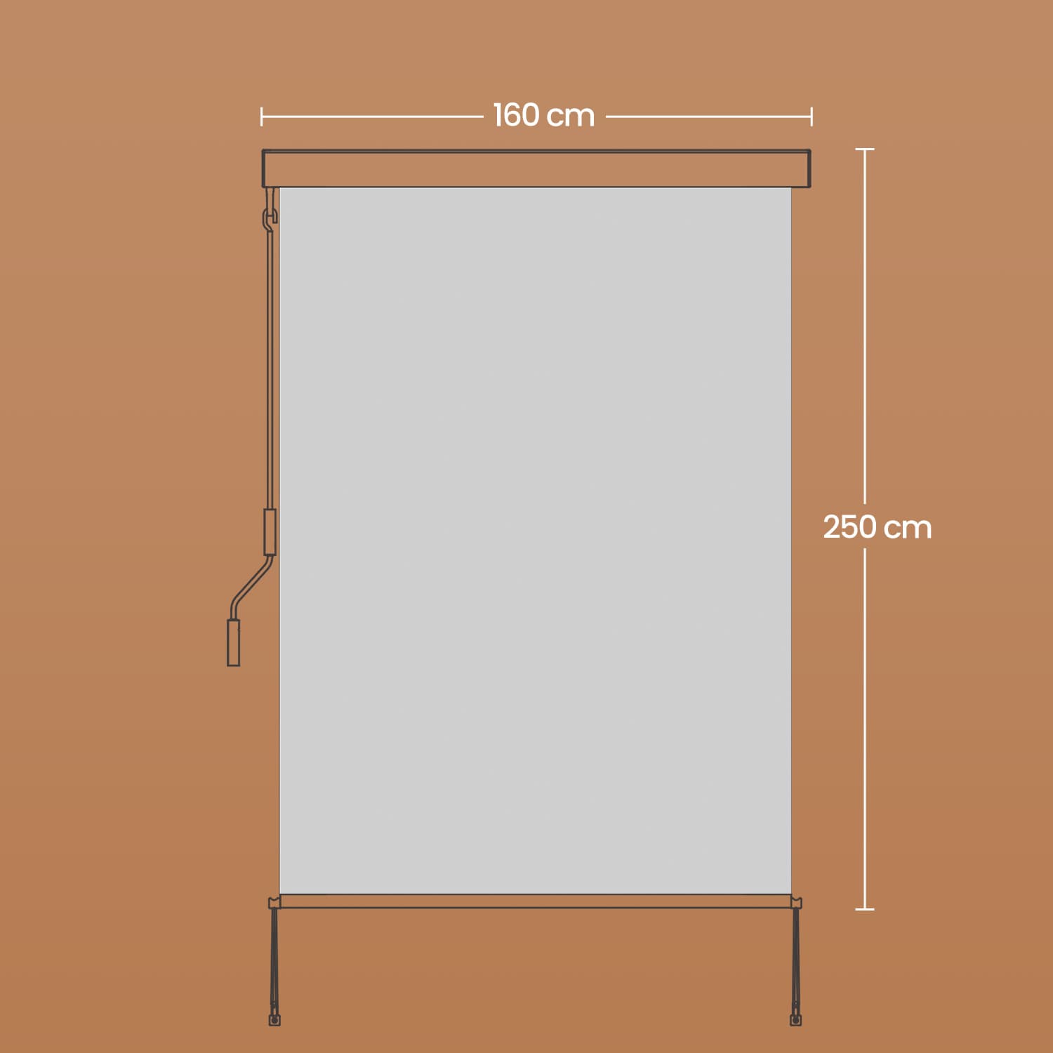 Vertical Awning – Steel – Smoky Grey – Extendable Privacy Screen with UPF 50+ Sun Protection, 160 x 350 cm