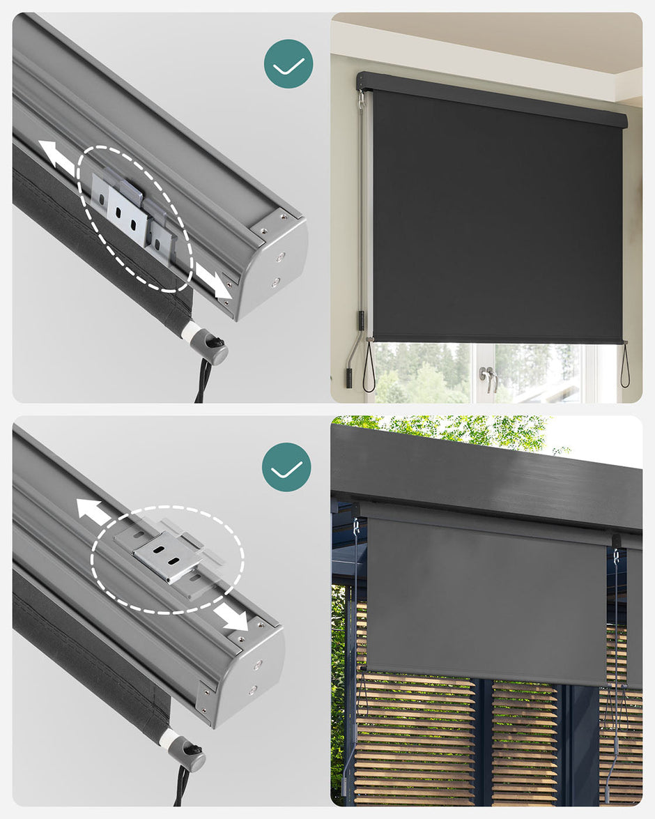 Vertical Awning – Waterproof Fabric – Smoky Grey – Outdoor Wind and Sun Protection, Privacy Screen