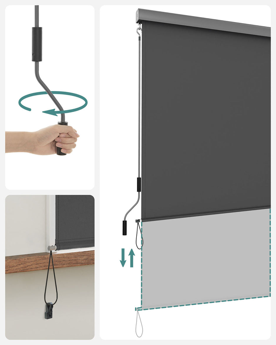 Vertical Awning – Waterproof Fabric – Smoky Grey – Outdoor Wind and Sun Protection, Privacy Screen