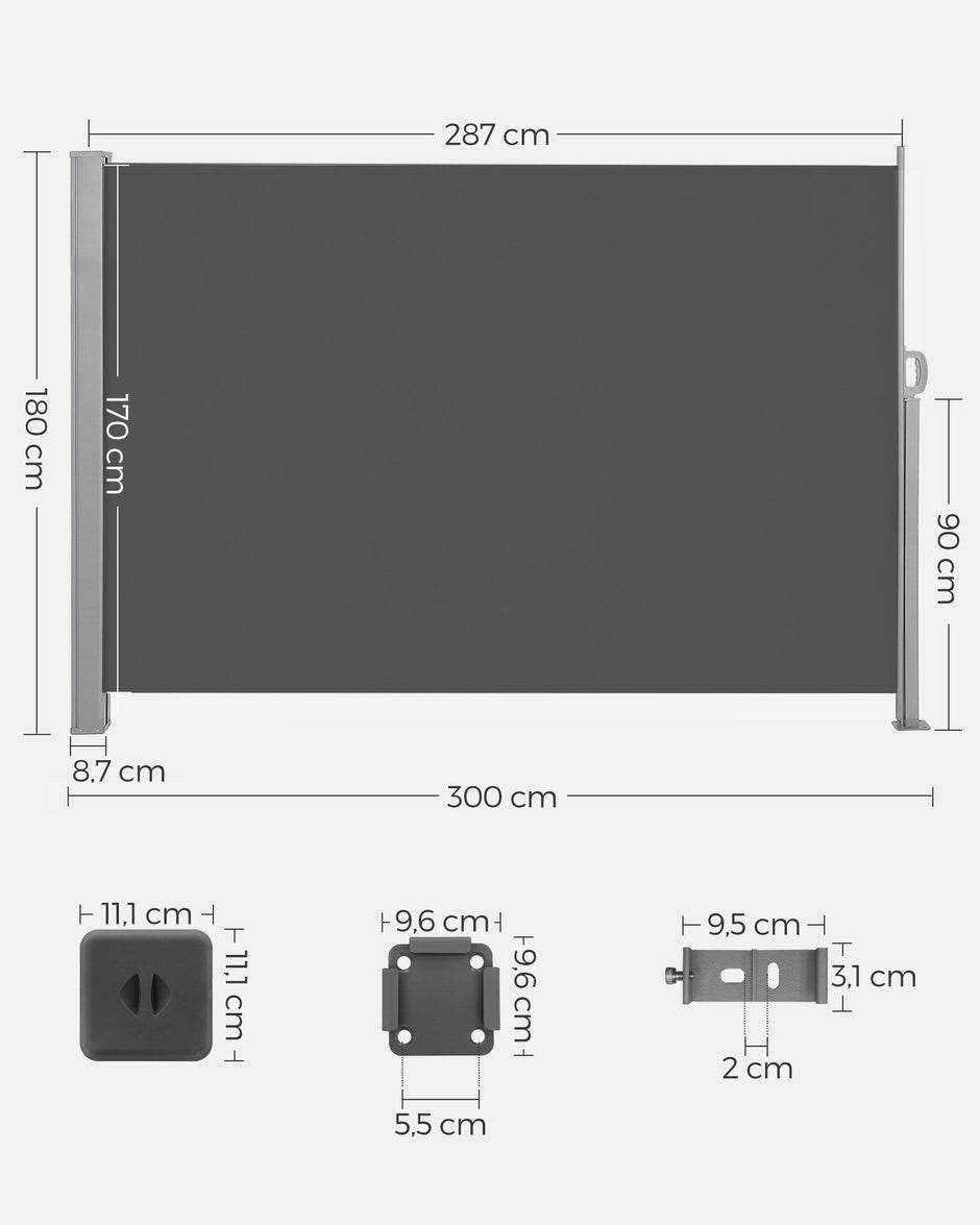 Extendable Side Shade – Steel – Opaque – Privacy Screen for Outdoor Use