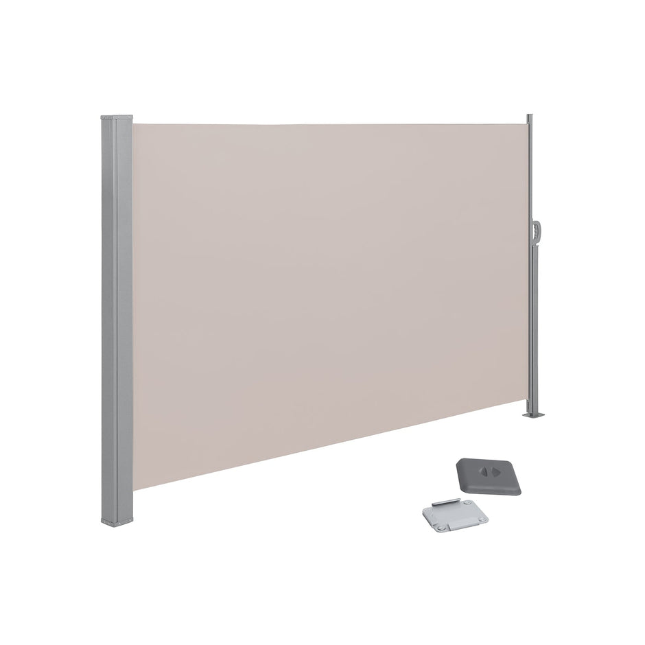 Retractable Side Awning Screen – Fabric – Beige – UV Protection for Patio & Terrace
