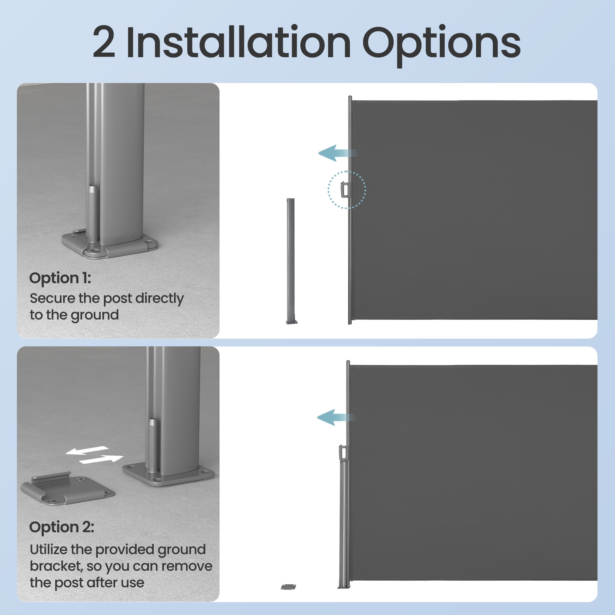 Side Awning – Aluminium – Smoke Grey – 180 x 350 cm Privacy Screen and Sun Shade