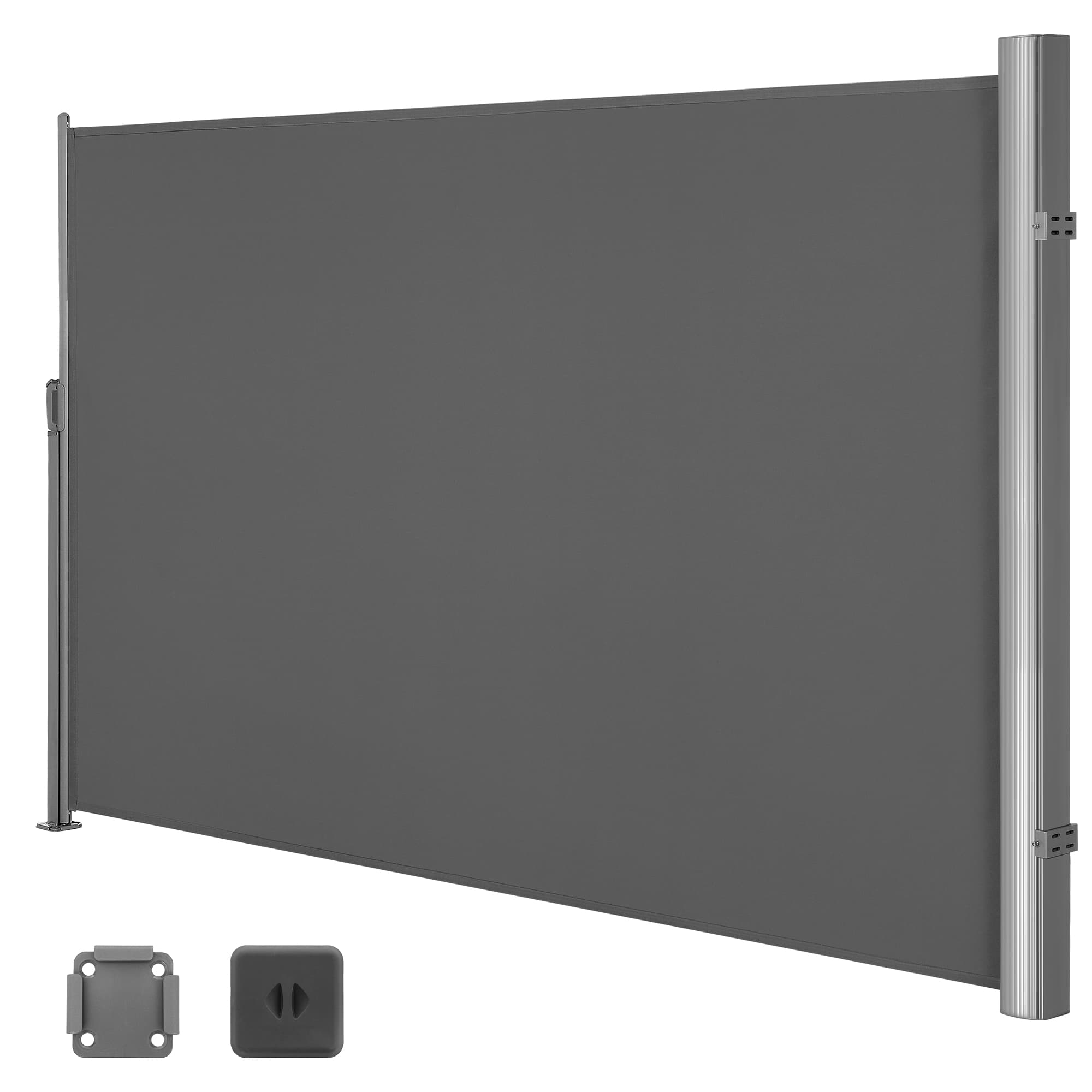 Side Awning – Aluminium – Smoke Grey – 180 x 350 cm Privacy Screen and Sun Shade
