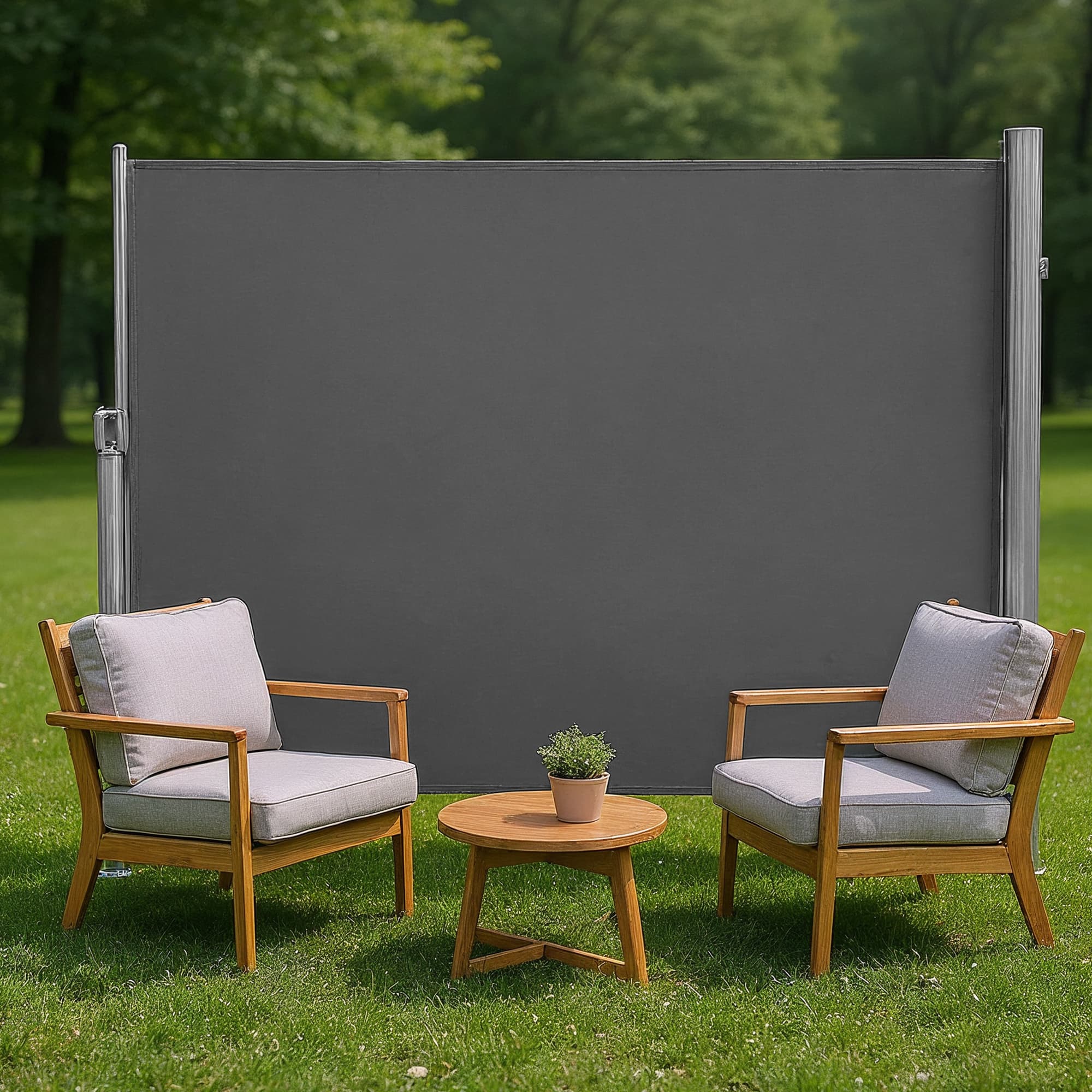 Side Awning – Aluminium – Smoke Grey – 180 x 350 cm Privacy Screen and Sun Shade