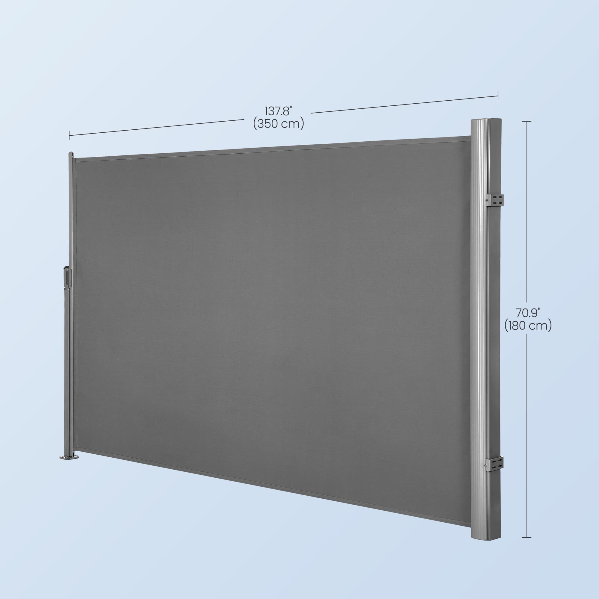 Side Awning – Aluminium – Smoke Grey – 180 x 350 cm Privacy Screen and Sun Shade