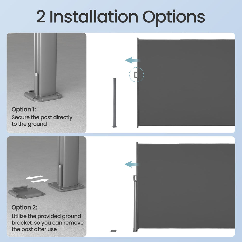 Side Awning – Aluminium – Smoke Grey – 180 x 350 cm Privacy Screen and Sun Shade