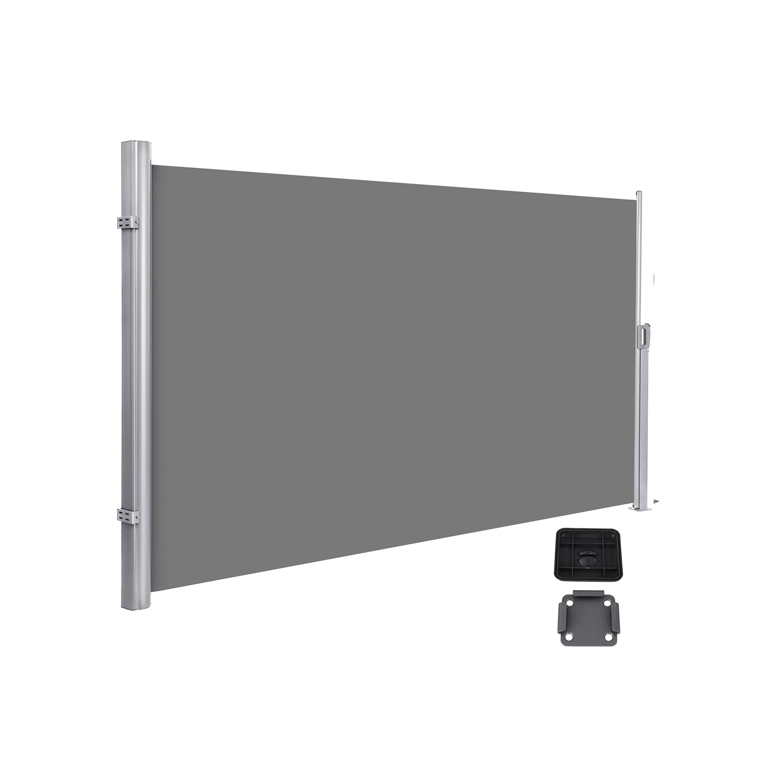 Side Awning – Aluminium – Smoke Grey – Privacy Screen and Sun Shade for Balcony and Terrace