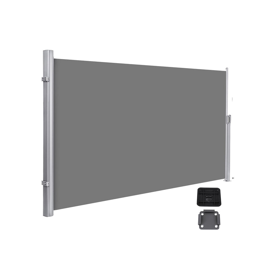 Side Awning – Aluminium – Smoke Grey – Privacy Screen and Sun Shade for Balcony and Terrace