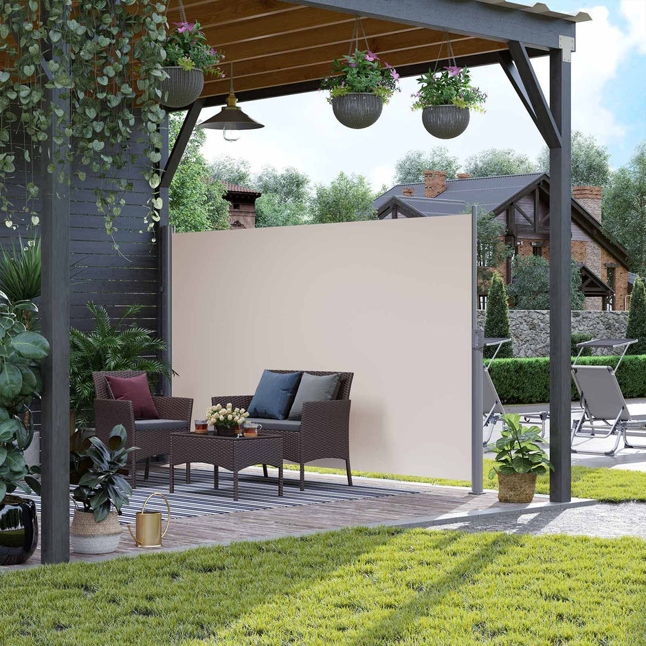 Side Awning Privacy Screen – Aluminium – Smoke Grey – 180 x 350 cm