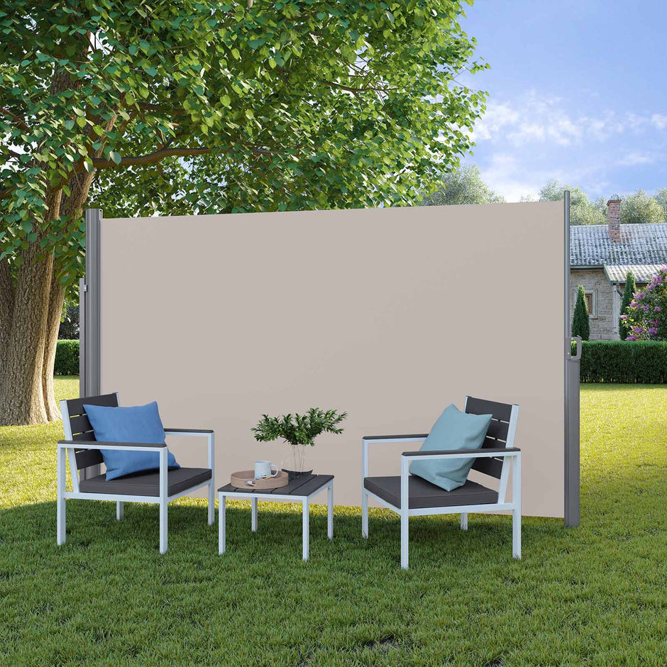 Side Awning Privacy Screen – Aluminium – Smoke Grey – 180 x 350 cm