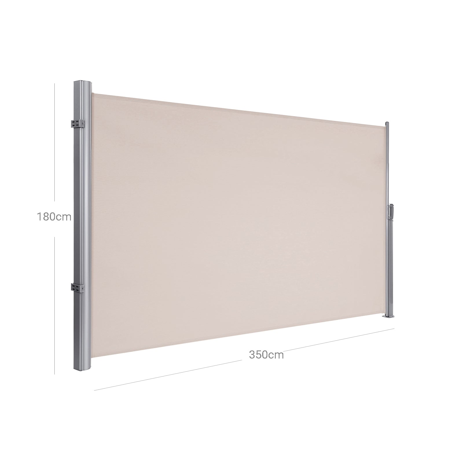 Side Awning Privacy Screen – Aluminium – Smoke Grey – 180 x 350 cm