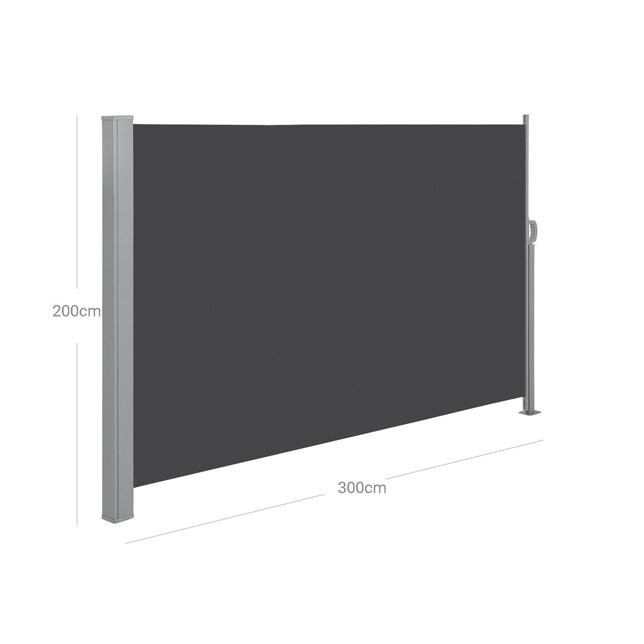 Large Privacy Screen – Fabric – Smoky Grey – Sunshade for Patio and Balcony 200 x 350 cm