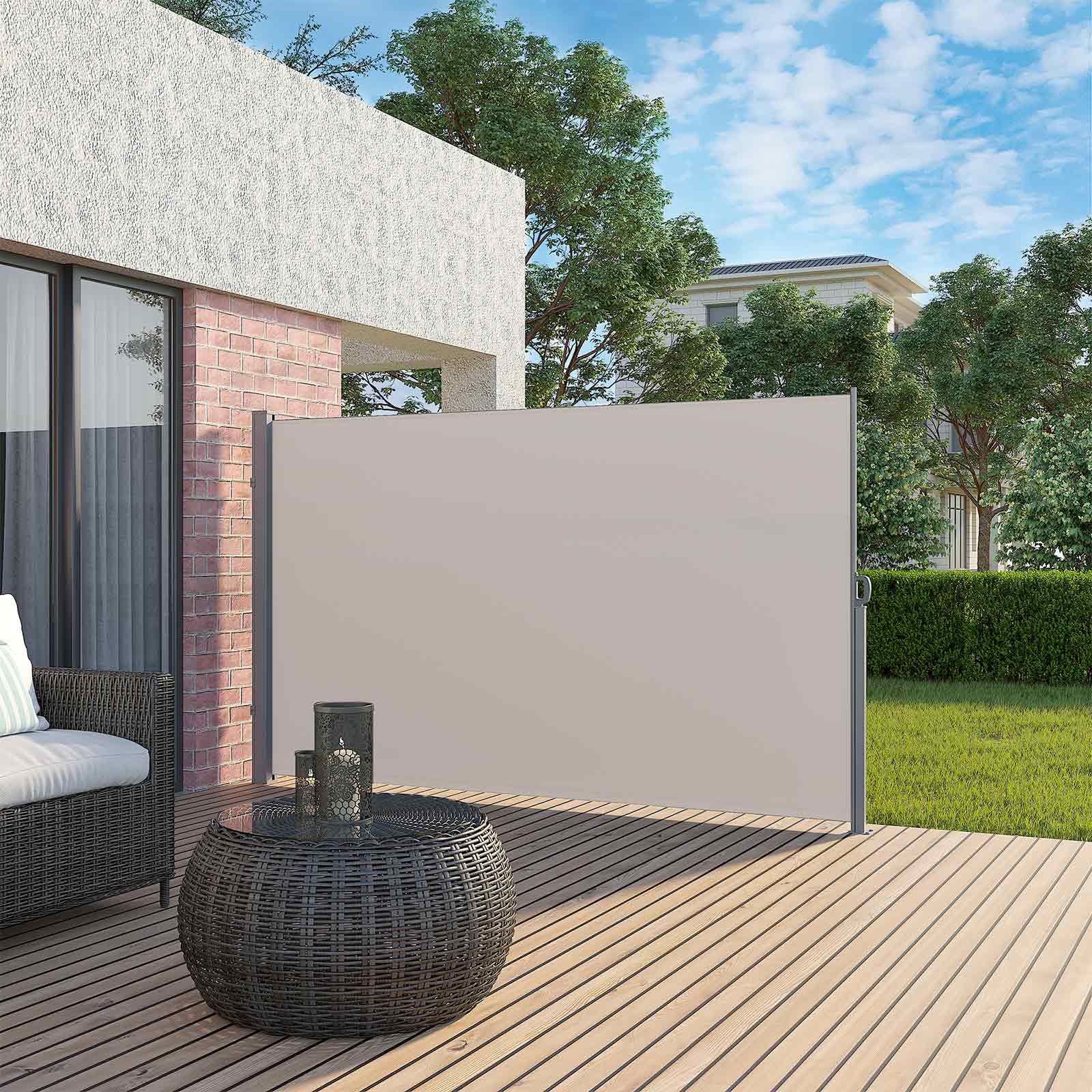 Privacy Protection Screen – Fabric – Smoky Grey – 200 x 300 cm, Sun Shade and Side Blind for Patio & Terrace