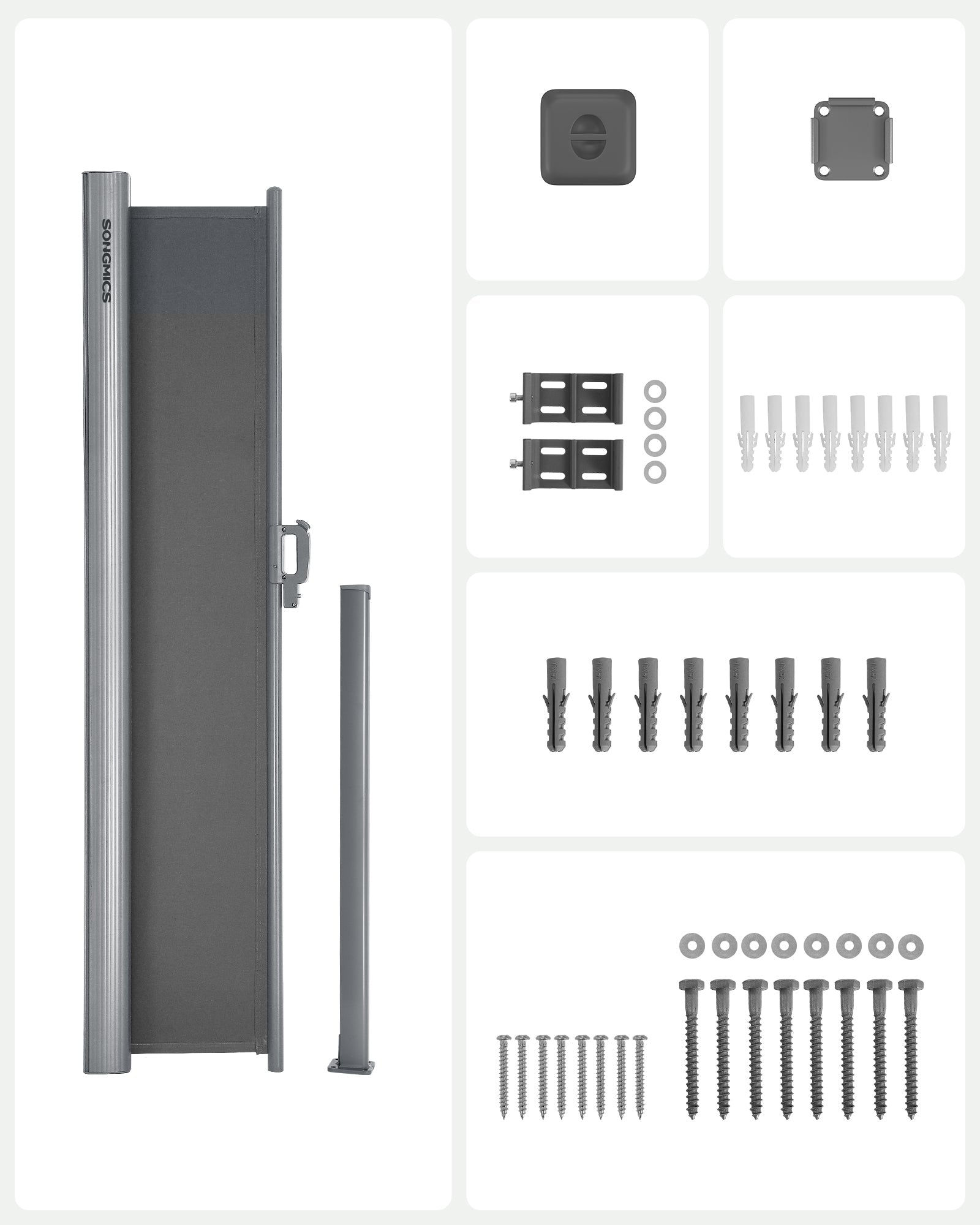 Extendable Side Shade – Aluminium Alloy – Opaque – Privacy Screen and Sun Protection for Outdoor Use
