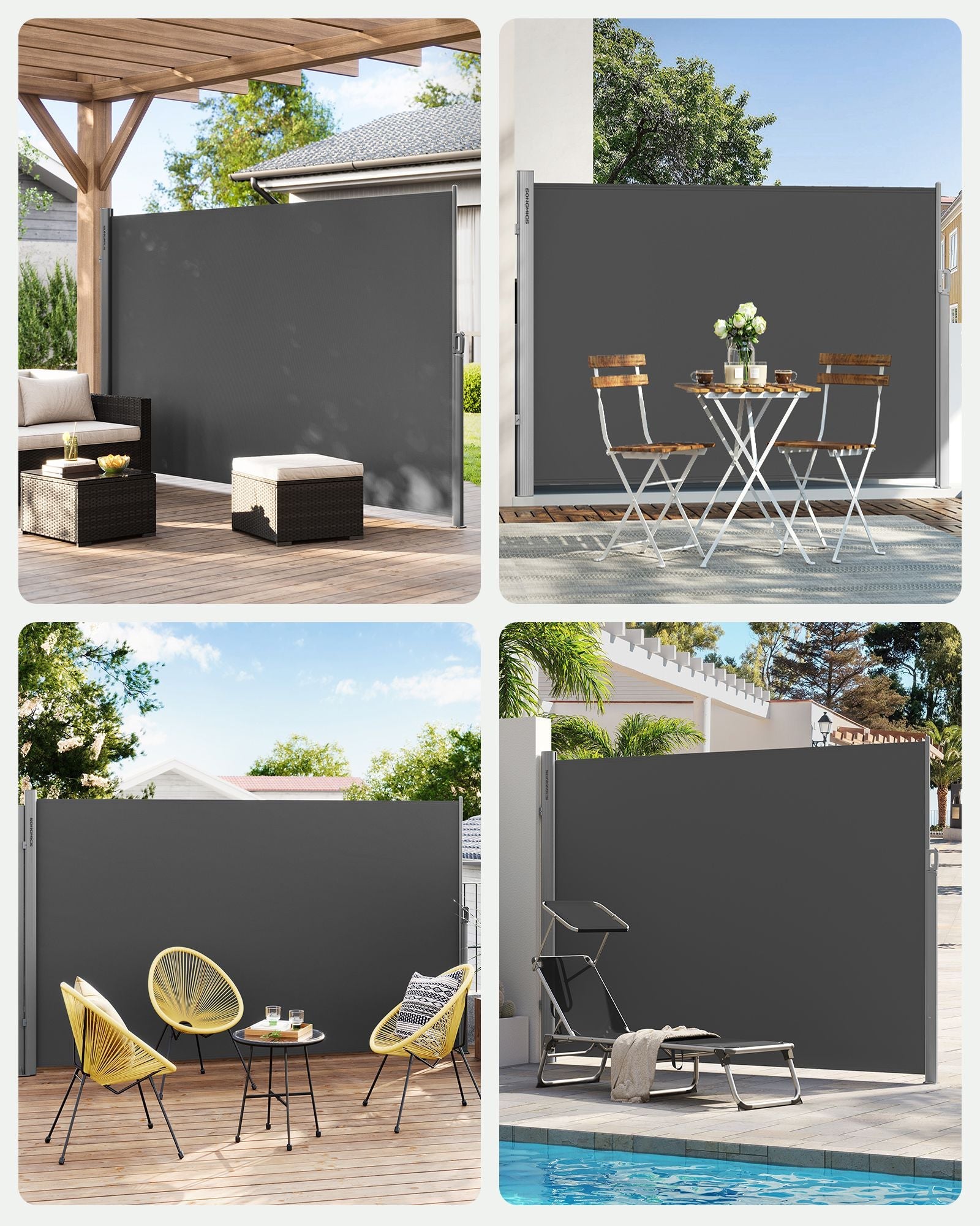 Extendable Side Shade – Aluminium Alloy – Opaque – Privacy Screen and Sun Protection for Outdoor Use