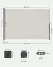 Extendable Side Awning – Fabric – Beige – Privacy Protection and Sun Shade 200 x 350 cm
