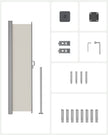 Extendable Side Awning – Fabric – Beige – Privacy Protection and Sun Shade 200 x 350 cm