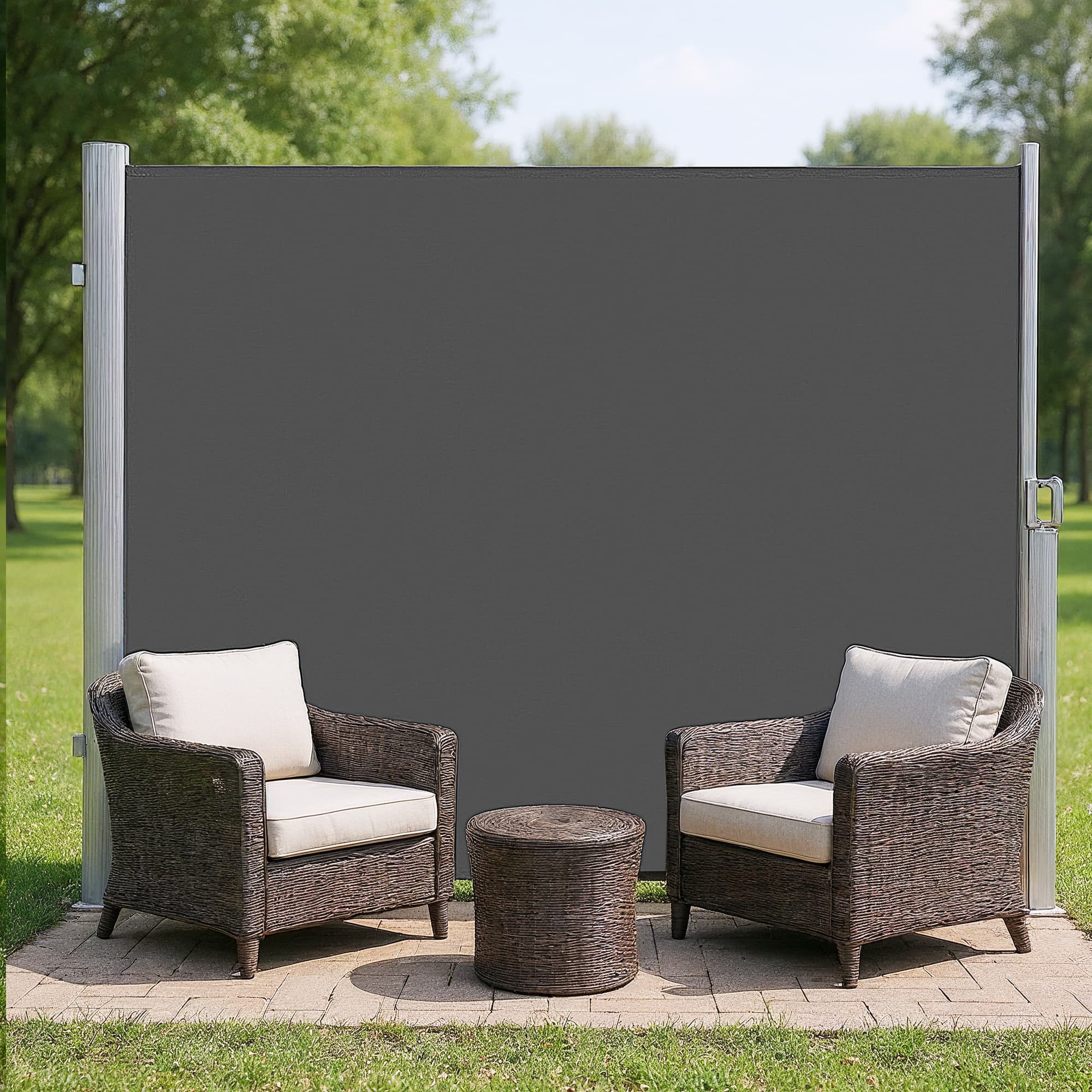 Side Awning – Fabric – Smoky Grey – Privacy Protection and Sun Shade for Balcony and Terrace