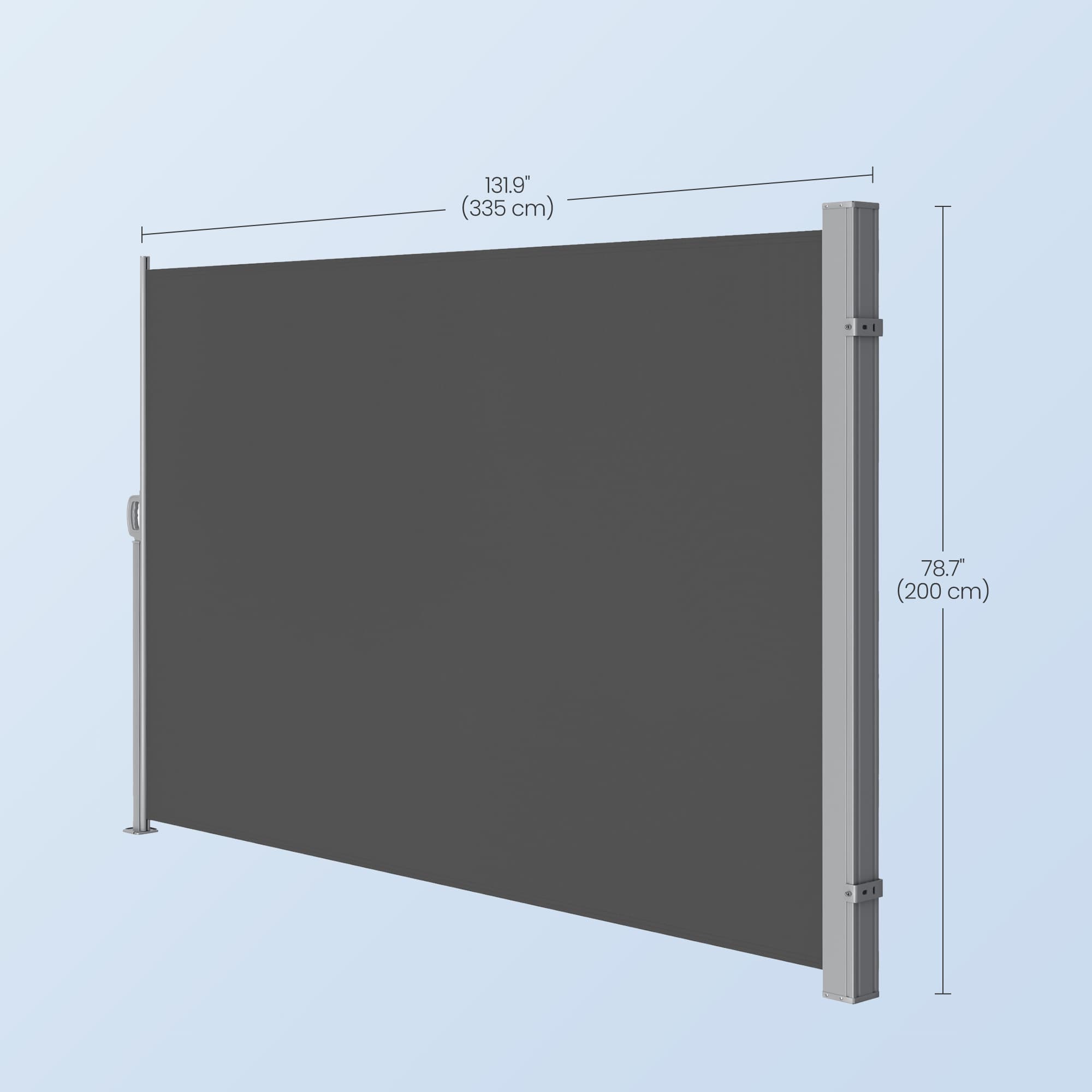 Side Awning – Fabric – Smoky Grey – Privacy Protection and Sun Shade for Balcony and Terrace