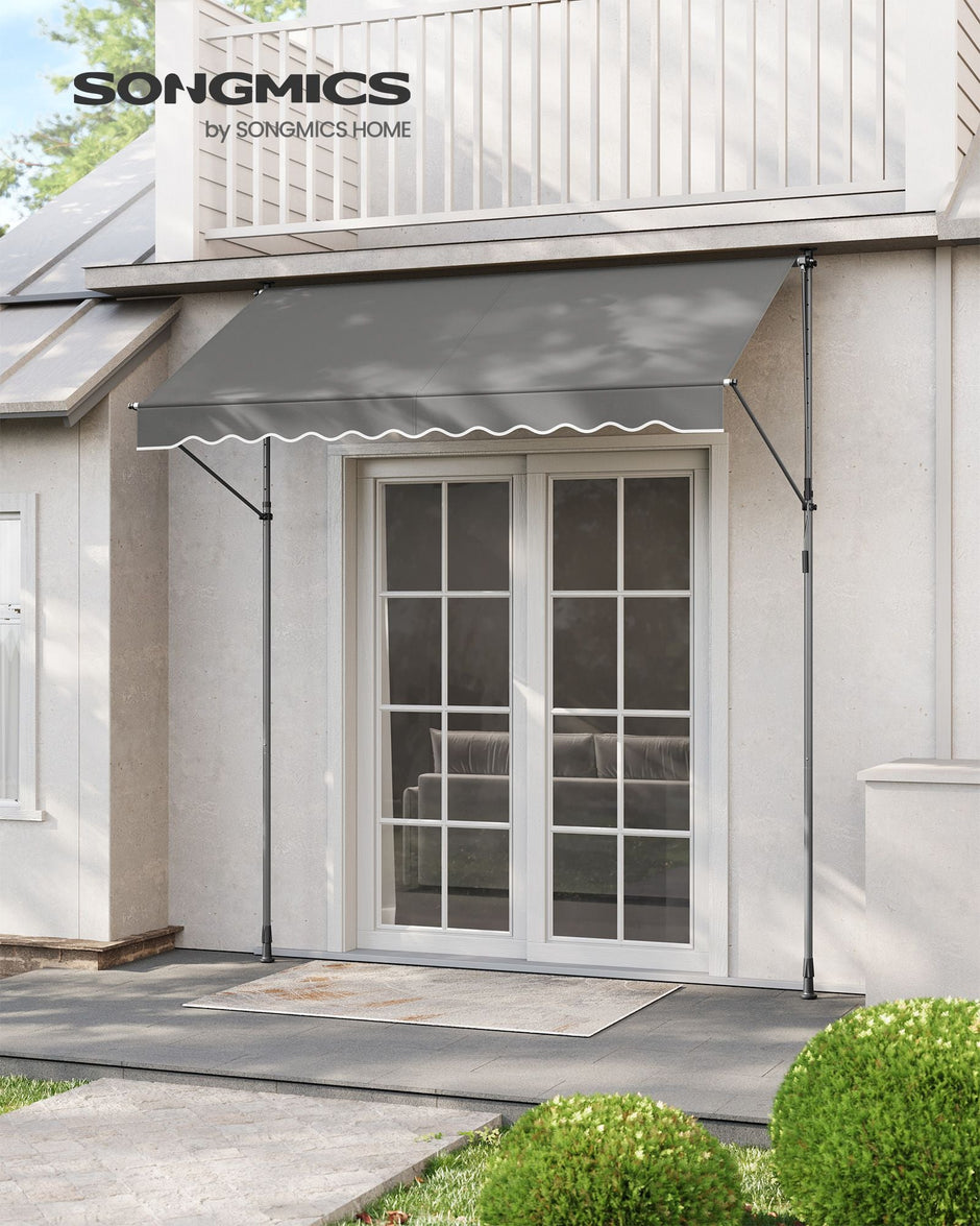 Manual Retractable Awning – Fabric – Dove Grey – Height-Adjustable with Crank