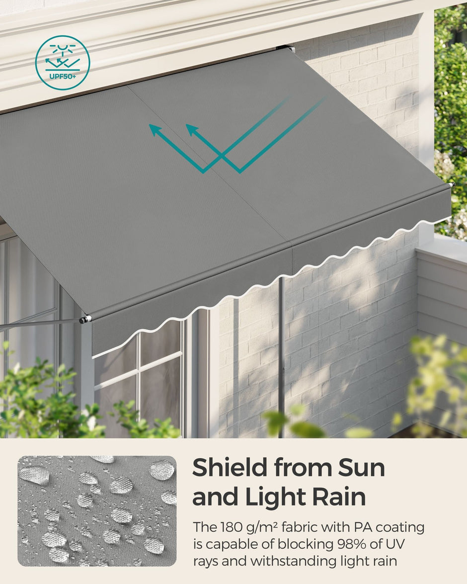 Manual Retractable Awning – Fabric – Dove Grey – Height-Adjustable with Crank