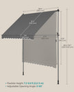 Manual Retractable Awning – Fabric – Anthracite Grey – Height-Adjustable with Crank