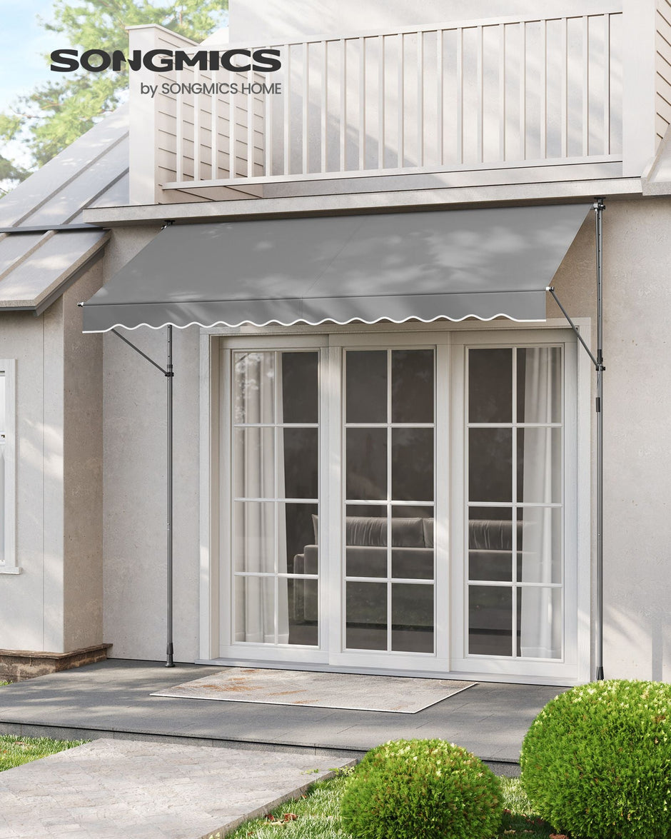 Manual Retractable Awning – Fabric – Dove Grey – Height-Adjustable with Crank