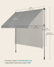 Manual Retractable Awning – Fabric – Dove Grey – Height-Adjustable with Crank