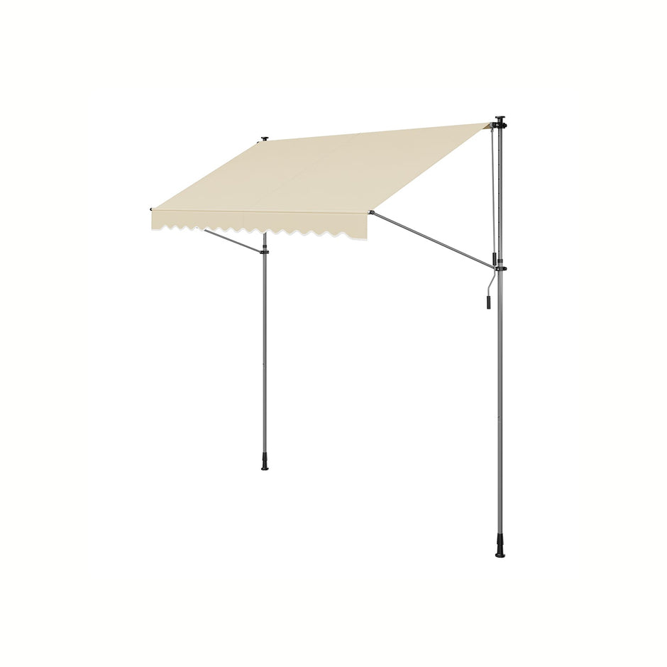 Manual Retractable Awning – Fabric – Beige – Height-Adjustable with Crank