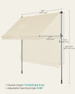 Manual Retractable Awning – Fabric – Beige – Height-Adjustable with Crank
