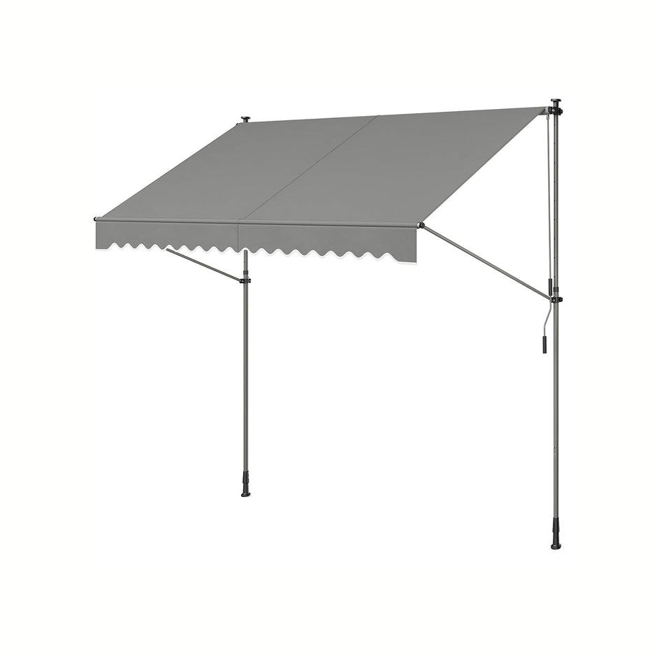 Manual Retractable Awning – Fabric – Dove Grey – Height-Adjustable with Crank for Balcony and Garden