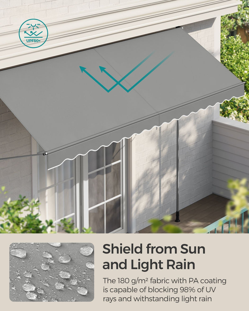 Manual Retractable Awning – Fabric – Dove Grey – Height-Adjustable with Crank for Balcony and Garden