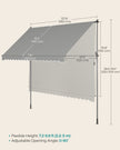 Manual Retractable Awning – Fabric – Dove Grey – Height-Adjustable with Crank for Balcony and Garden