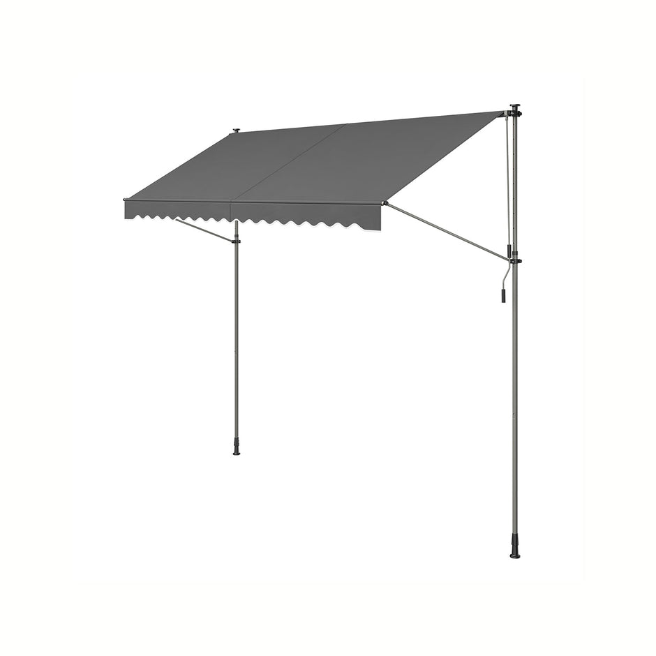 Manual Retractable Awning – Fabric – Anthracite Grey – Height-Adjustable with Crank