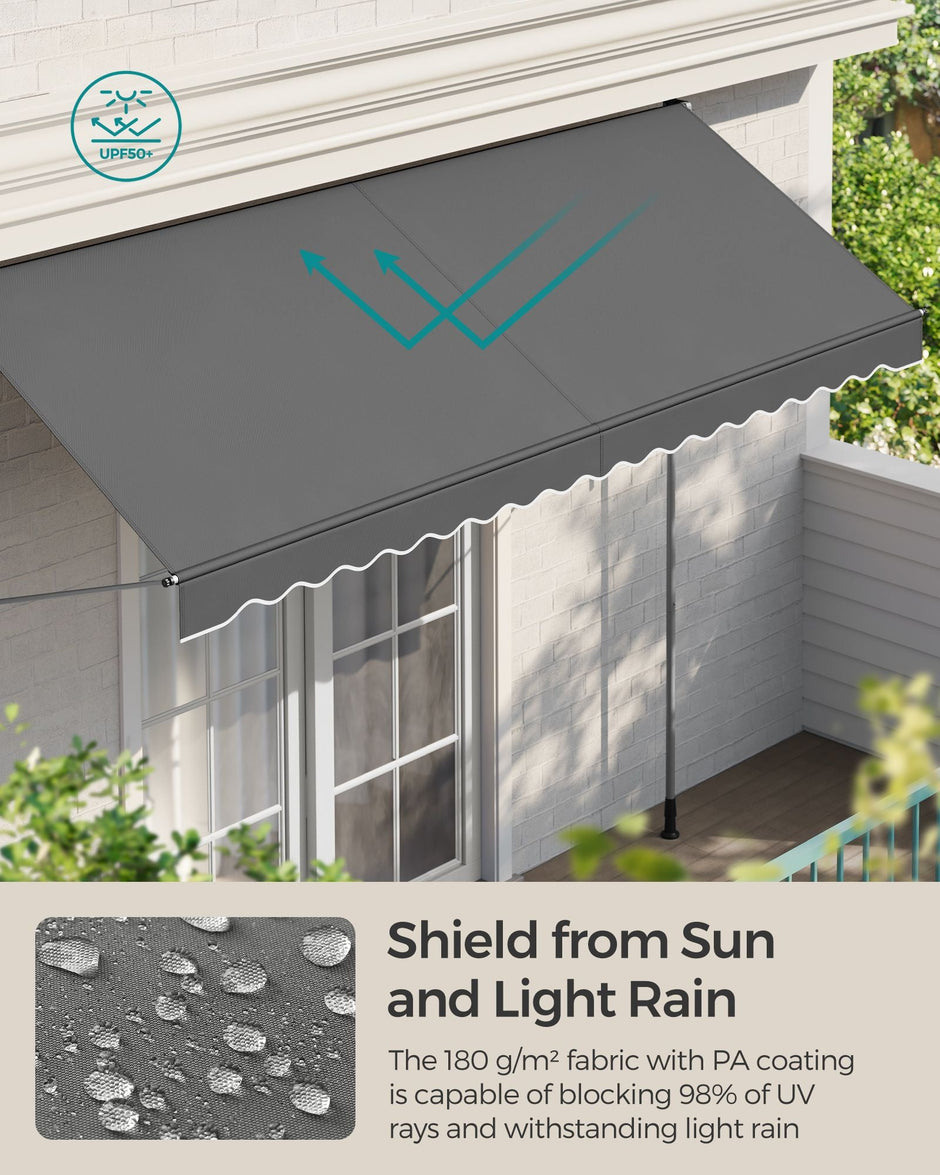 Manual Retractable Awning – Fabric – Anthracite Grey – Height-Adjustable with Crank