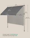 Manual Retractable Awning – Fabric – Anthracite Grey – Height-Adjustable with Crank